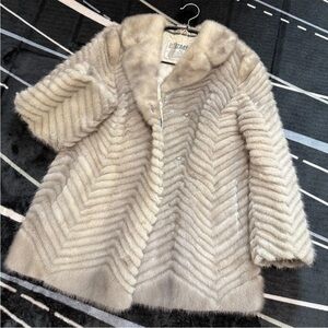 Sapphire Mink Real Fur Coat EMBA- US Small- FROM JAPAN-